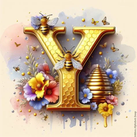 Diamond Painting - Full Round Drill - Bee Alphabet(Canvas|30*30cm)