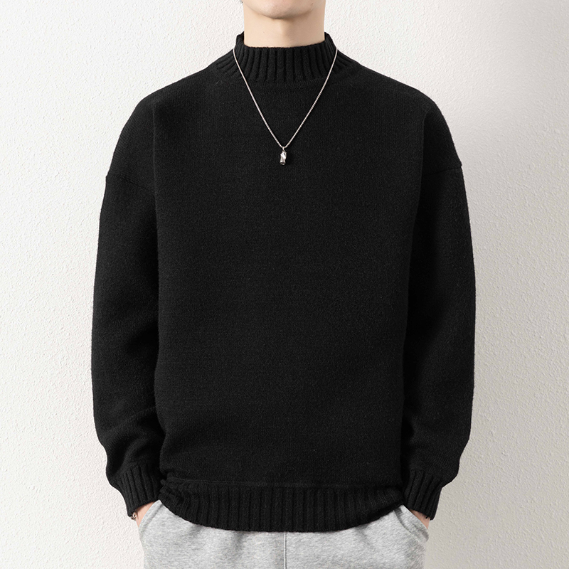 Trusthomeno 2025 Men Sweater Autumn Winter Fashion Jacquard Knitted Pullovers Men Casual Knitting Solid Color Turtleneck Sweater