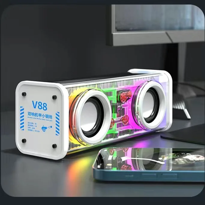 Transparent Bluetooth Speaker RGB Light Wireless Bluetooth Speaker Dual ...