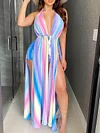 Gradient Plunging Halterneck Maxi Dress