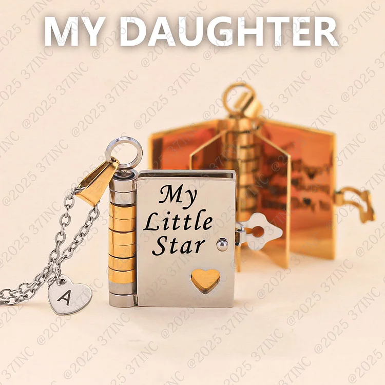 For Daughter - My Little Star Initial Book Necklace