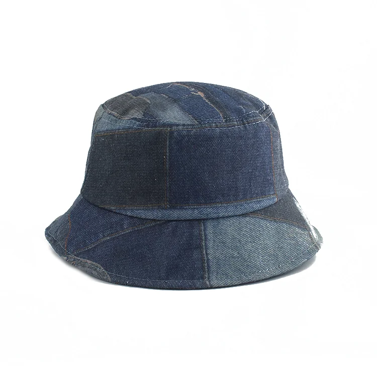 Summer Vintage Patchwork Denim Bucket Hats at Hiphopee