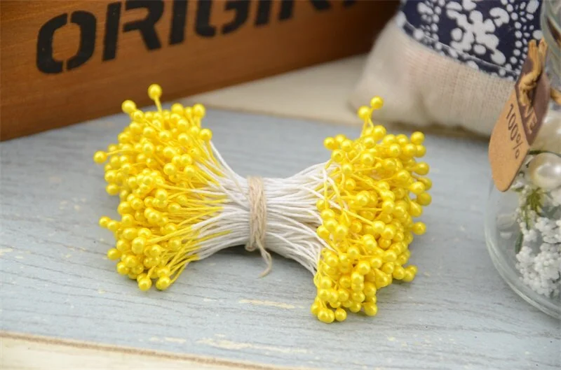 3mm 300pcs Double heads Mini Pearl Stamen Sugar Artificial Flower For Wedding Decoration DIY Scrapbooking Wreath Fake Flowers