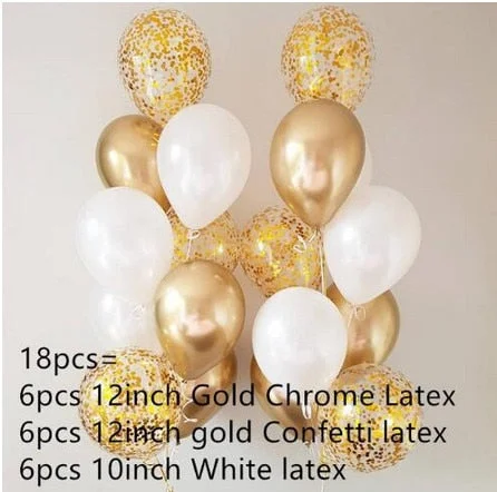 10/18pc Metal Chrome Gold Silver Latex Balloons Transparent Golden Confetti Balloon Wedding Birthday Rose Gold Party Decor Balao