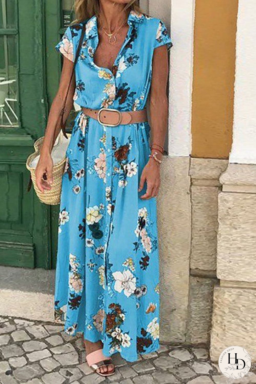 Floral Vintage Button Maxi Dress