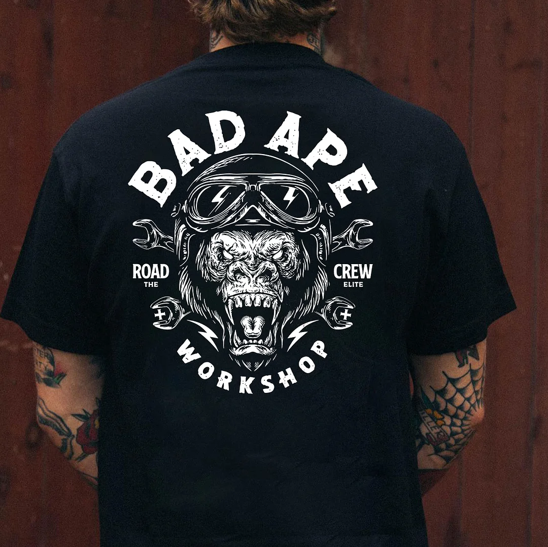 BAD APE WORKSHOP Black Print T-Shirt