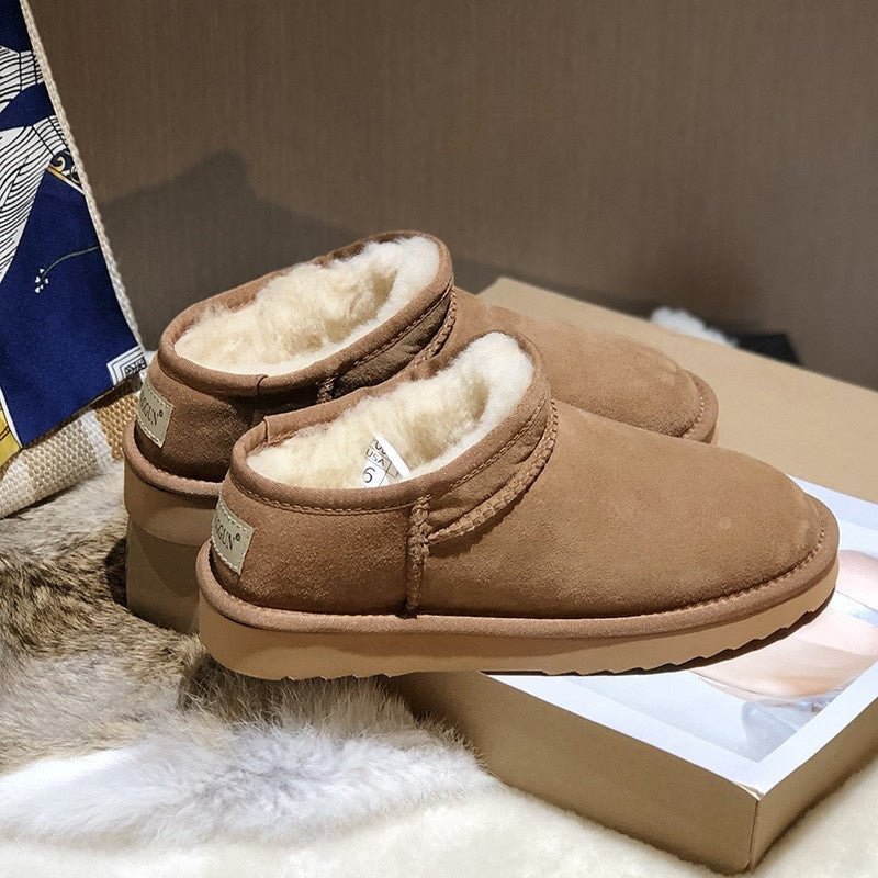 Simple Casual Plush Flats Boots Shoes