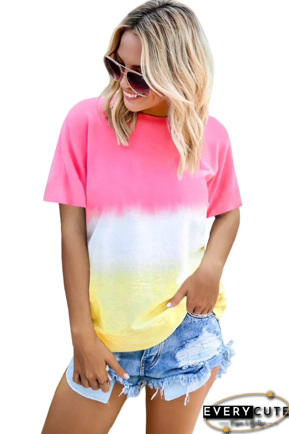 Pink Accent Colorblock T-shirt