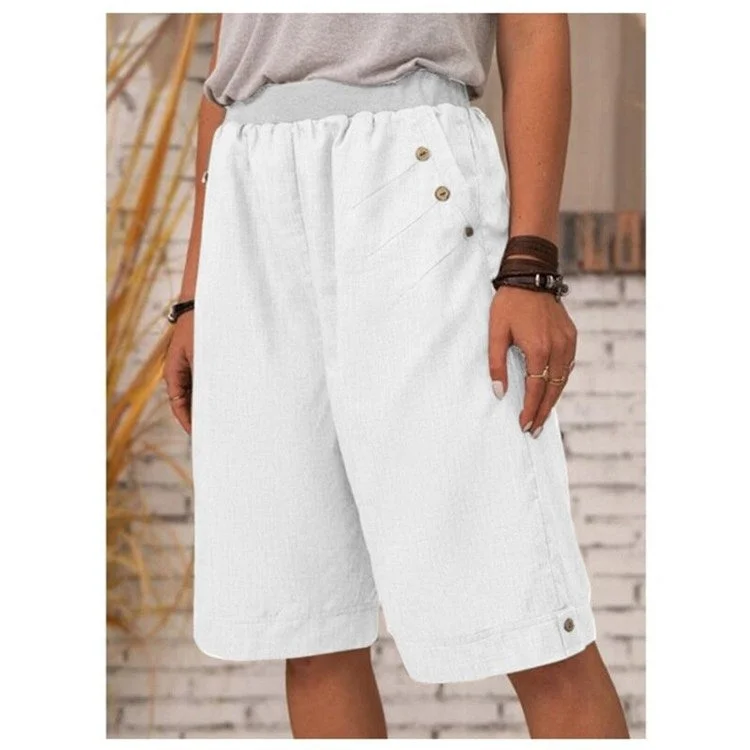 Cotton and linen straight leg shorts  pants socialshop