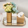 Simple Golden Round Column Metal Vase for Dry Flower Decoration