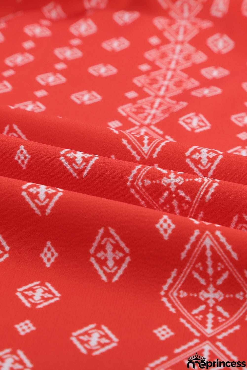 V-neck Short Sleeve Fashion Print Fantasy Fluttering Blouse