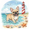 French Bulldog Seaside Puppy-11CT Stamped Cross Stitch Pillowcase 45*45cm tapestrymarket