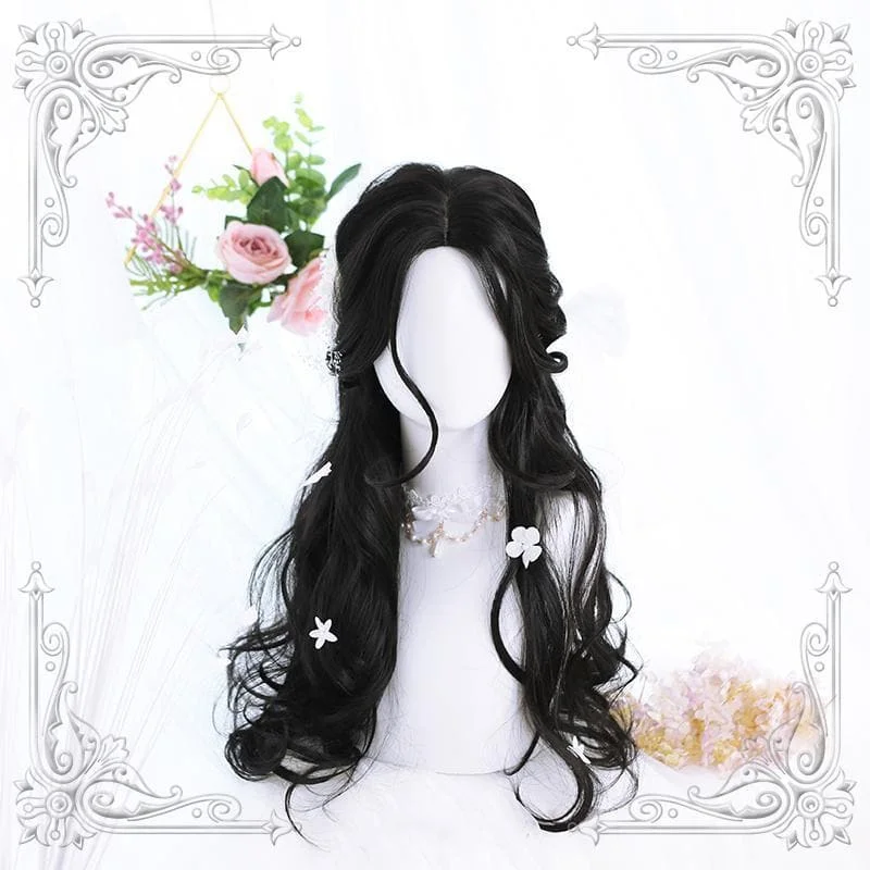 Lolita Black Mid Length Curly Wig SP15737