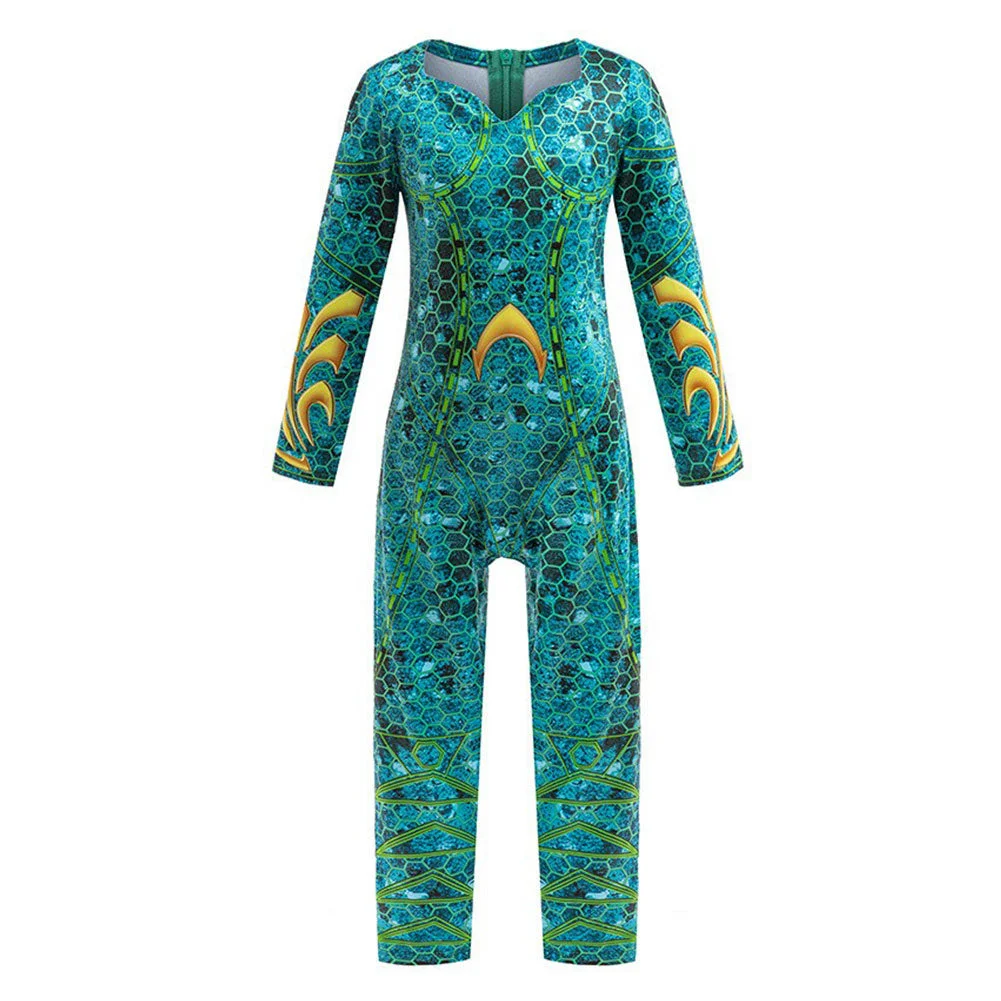 Kdis Children Movie Aquaman and the Lost Kingdom (2023) Mera Cosplay Costume Jumpsuit Outfits Halloween Carnival Suit