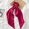 12PCS Plain Colors Satin Silky Bowknot Ribbon Hair Band Scrunchies