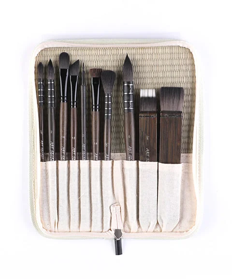 10 Pcs Professional Synthetic Squirrel Hair Paint Brush Set-Himinee.com
