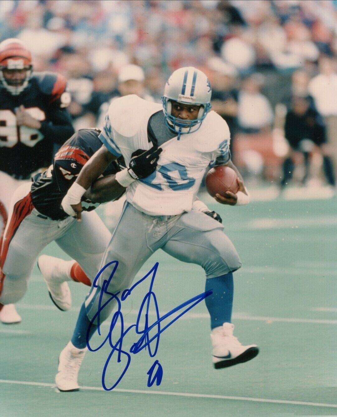 Barry Sanders Autographed Signed 8x10 Photo Poster painting ( HOF Lions ) REPRINT