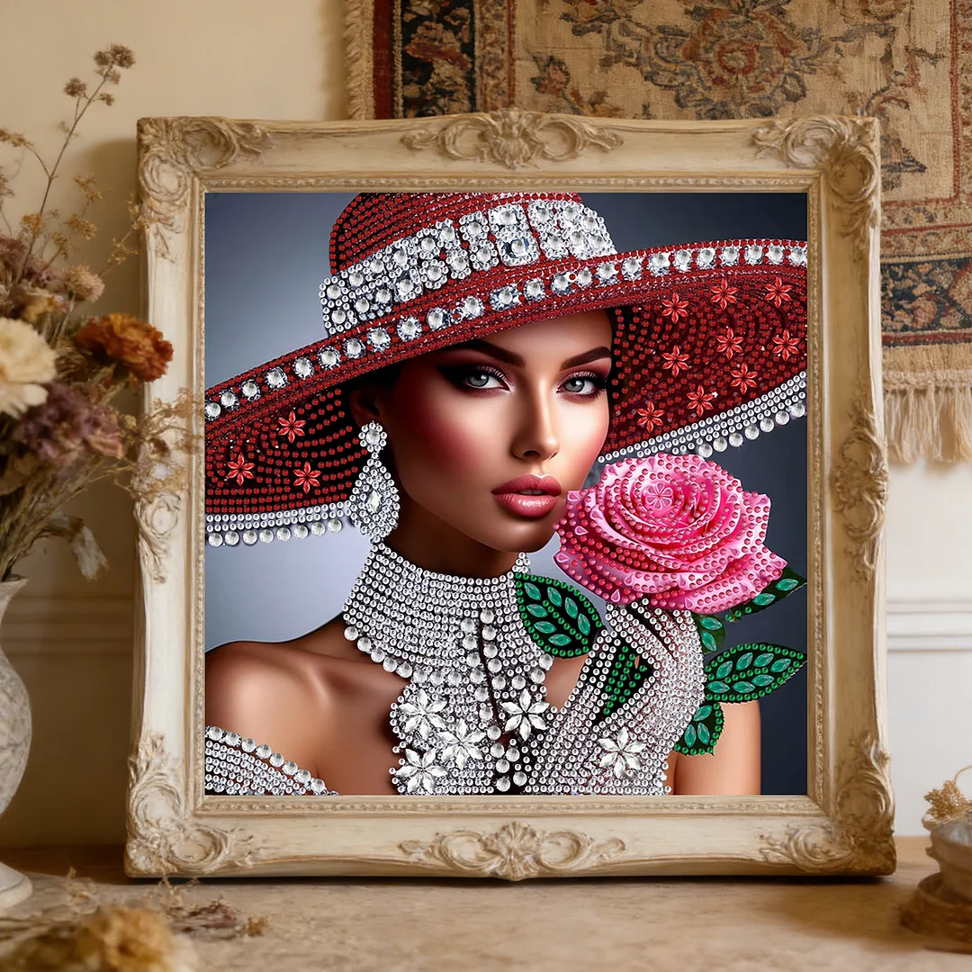 Diamond Painting - Partial Special Shaped Drill - Lady(Canvas|30x30cm)