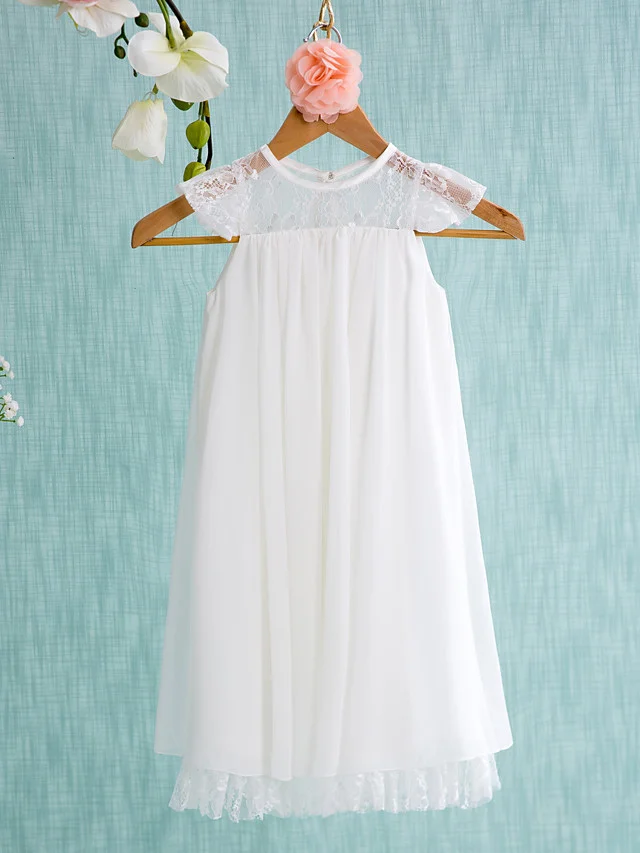 Bellasprom Sleeveless Jewel Neck A-Line Flower Girl Dresses With Lace Pleats