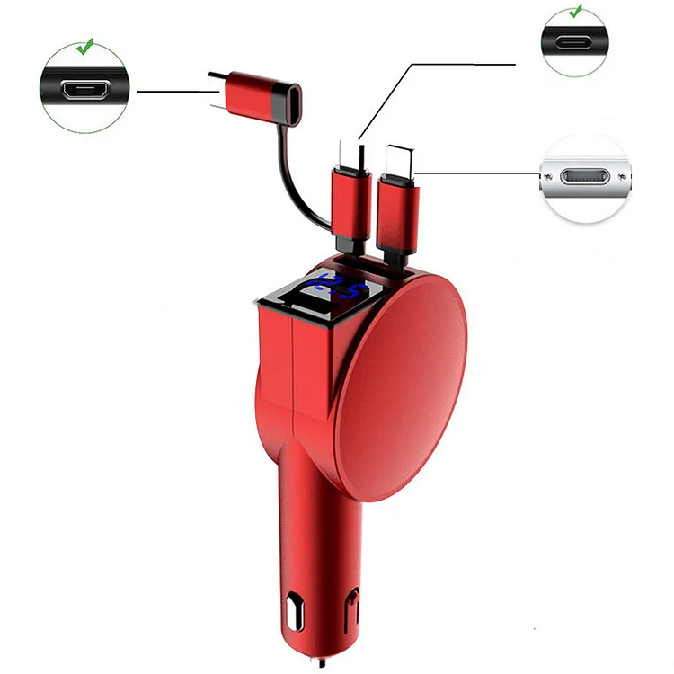 3-in-1 Retractable Fast Charging Car Adapter