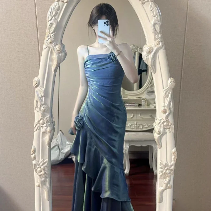 android vs cyberborg dress to impress Princess Fishtail Dress Wedding Banquet Adult Ceremony Daily Party Blue Mermaid Ji High-End Suspender Evening Dress