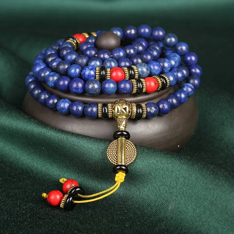 Tibetan Mala Lazurite Positive Necklace Bracelet
