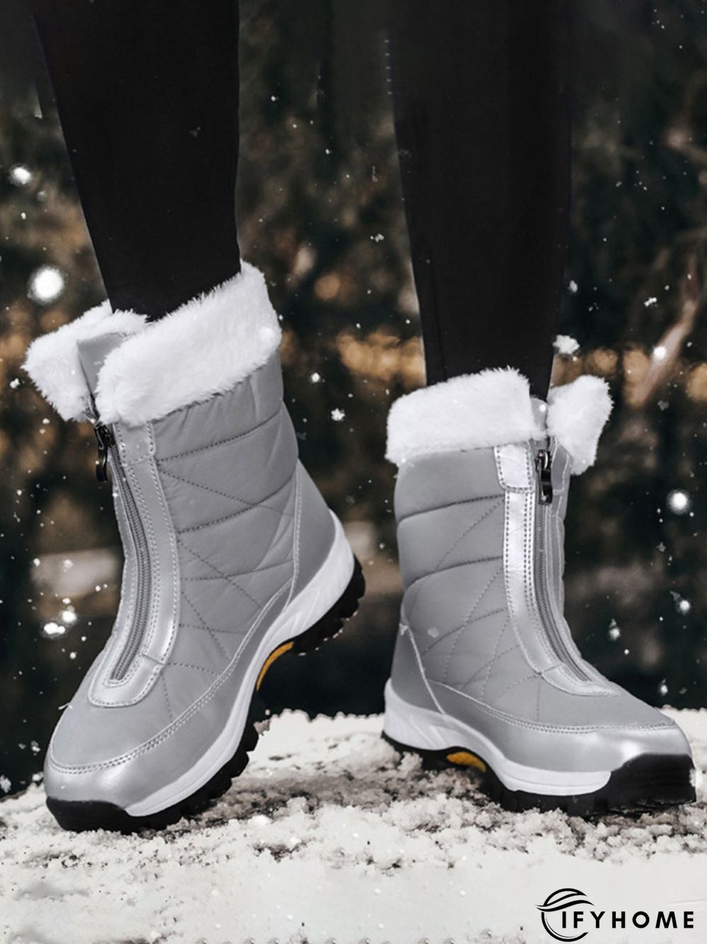 Winter Front Zip Thermal Lined Outdoor Snow Boots | IFYHOME
