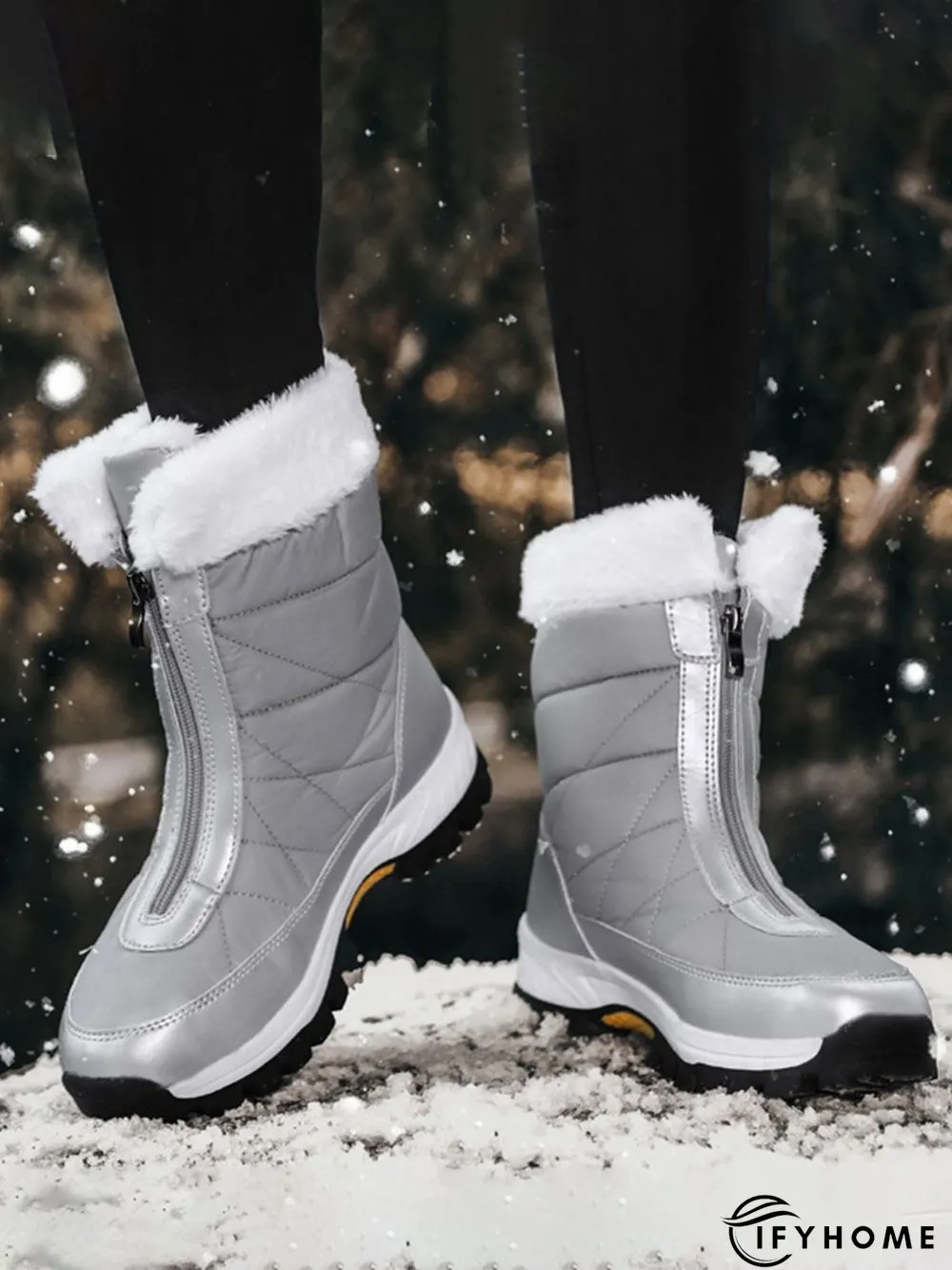 Winter Front Zip Thermal Lined Outdoor Snow Boots | IFYHOME
