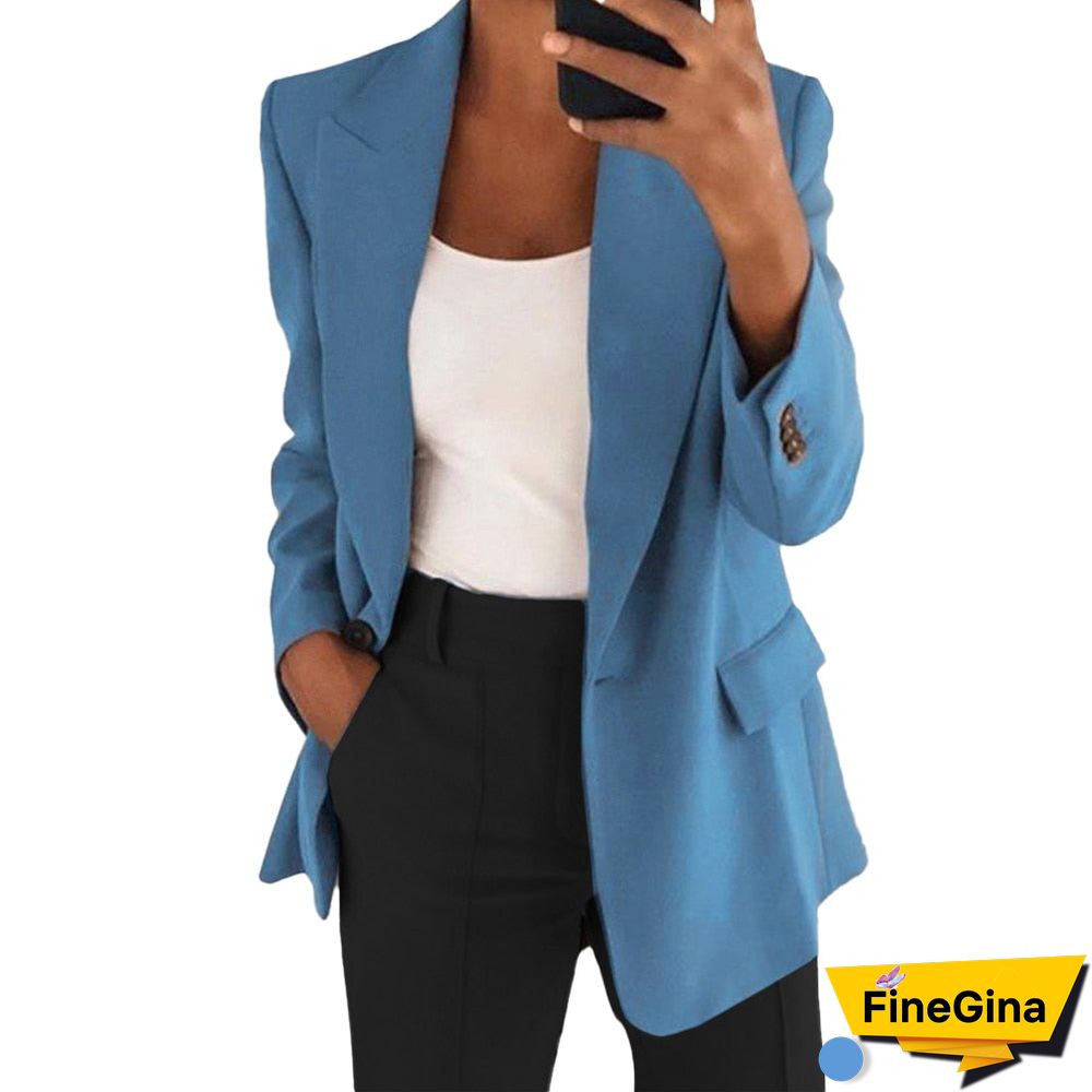 Elegant Retro Blazer Coat Women Spring Autumn Loose Casual Solid Color Blazer Office Lady Fashion Long Sleeve Jacket Tops