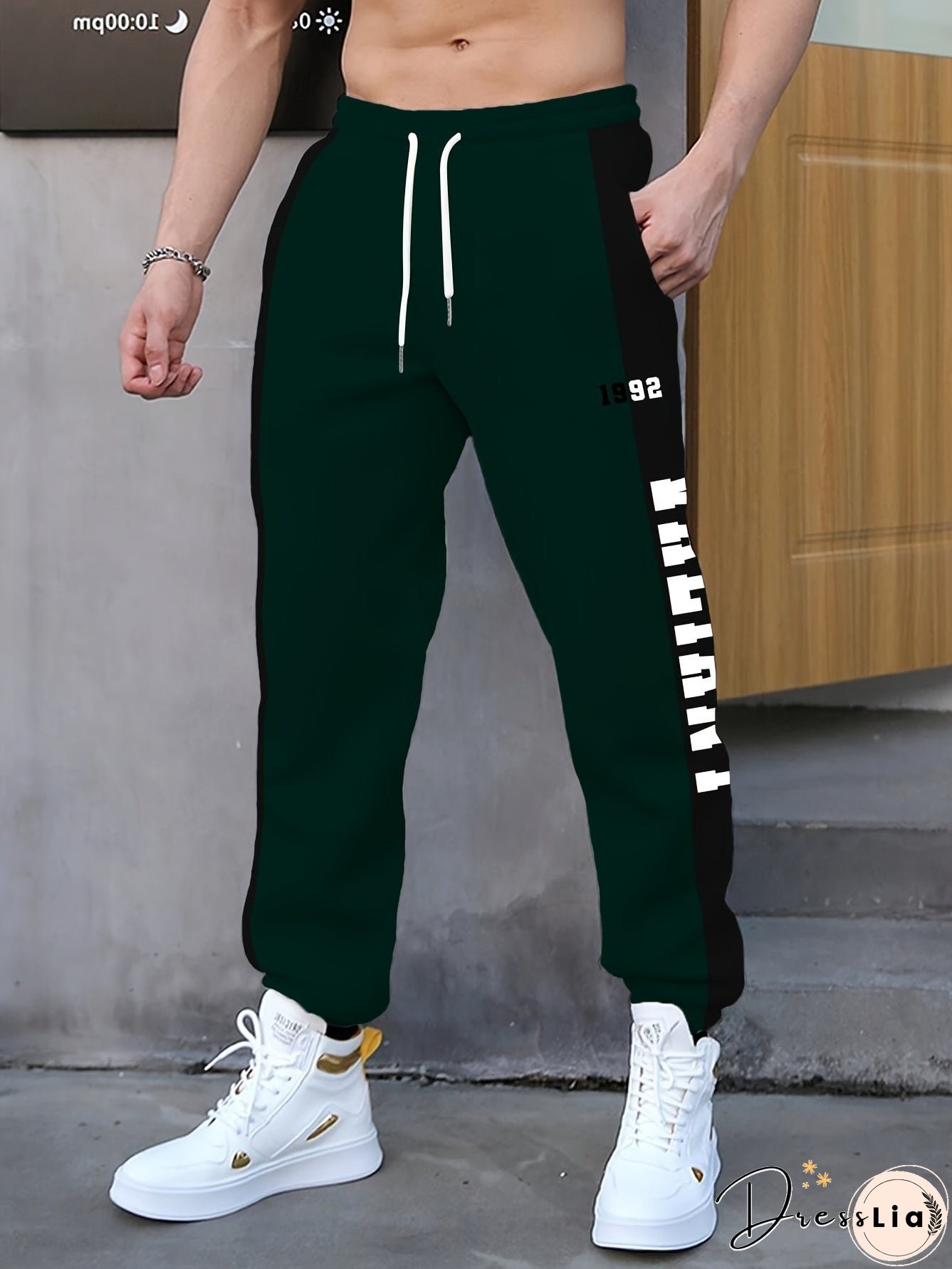 Letter Print Drawstring Sweatpants Loose Fit Pants Men's Casual Joggers For Men Winter Fall Running Jogging