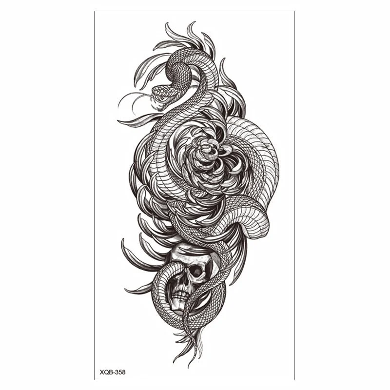 Waterproof Tattoo Sticker Temporary Tattoo Black Rose Tattoo Leg Chest Arm Tattoo Man Woman Tattoo Skin Tattoo Art Tatouage TaTy 712