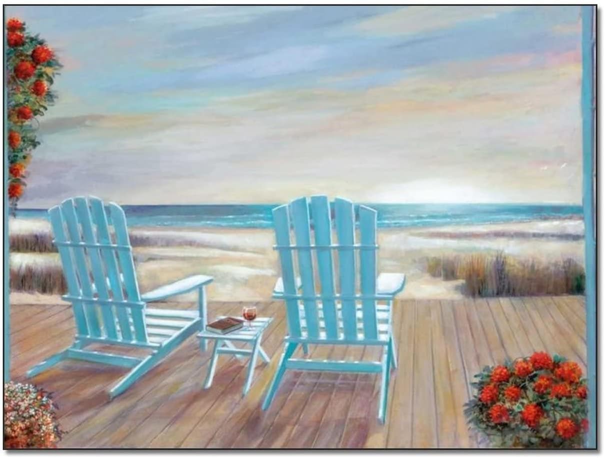 Posters Room Aesthetics Posters Beach Scenery Wall Art Beach Chairs Floral Art Coastal Wall Art Canvas Wall Art for Living Room Bedroom Office Kitchen Decor 8x10inch(20x26cm) Unframe-Style 8x10inch(20x26cm)