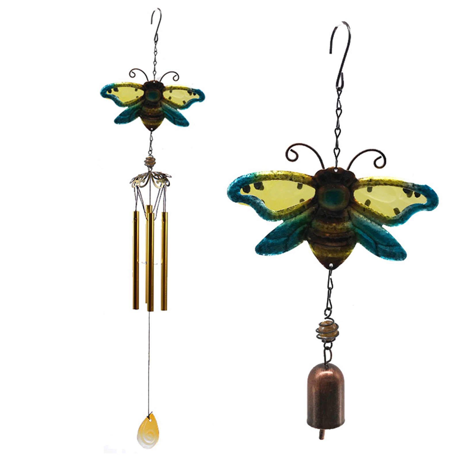 

Butterfly Wind Chime Outdoor, Wind Bell Tube, Iron Art Hanging Ornament, 9008 bee windbell tube (white box), 501 Original