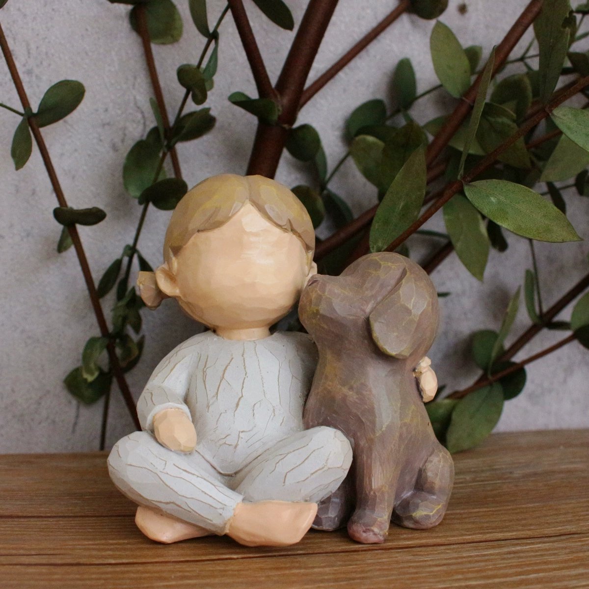 Warm Sculpture Of Little Girl And Dog