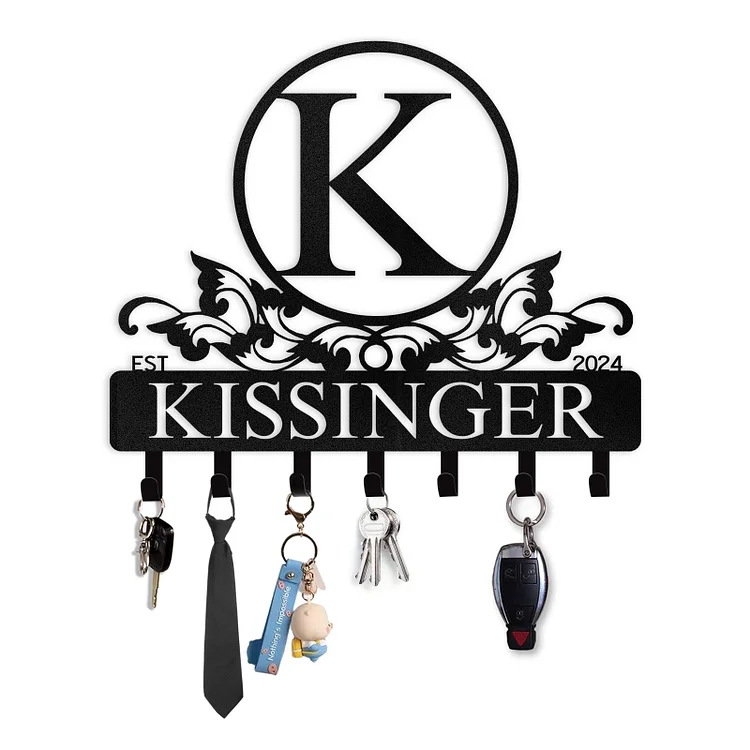 Dyoart Personalized Metal Key Holder for Wall - Custom Name Key Rack Wall Mount with Hooks, Car Design Key Hanger, Key Rack Wall Decor for Front Door, Entryway, Hallway, Bedroom, Office