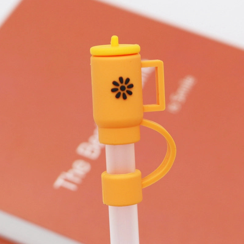 5 Pieces Silicone Straw Cap Flower Cartoon Baiyun Cup Straw Protective Cover Dust Plug 10mm