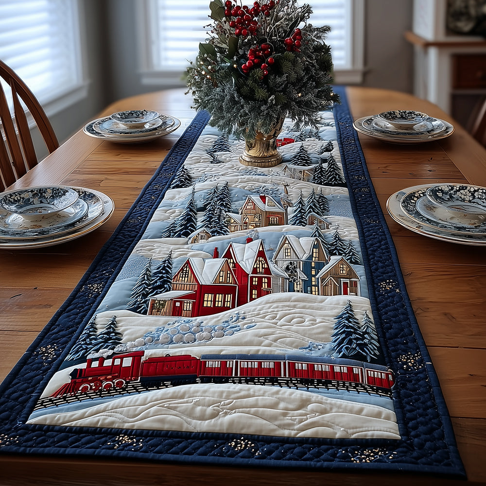 Merry Train Quilted Table Runner NCU0TH3435