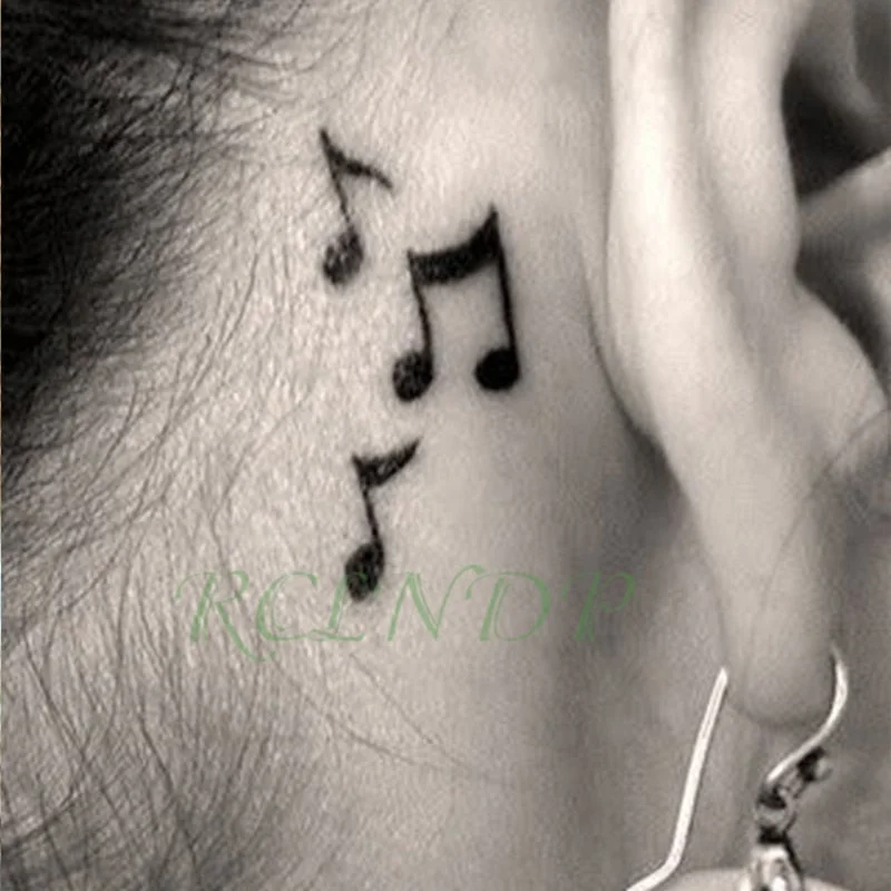 Temporary Tattoos sticker music Note Love guitar record headset tatto Water Transfer fake flash tatoo for woman man