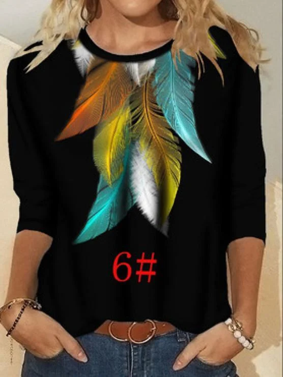 Women Long Sleeve V-neck Graphic Floral Printed Top