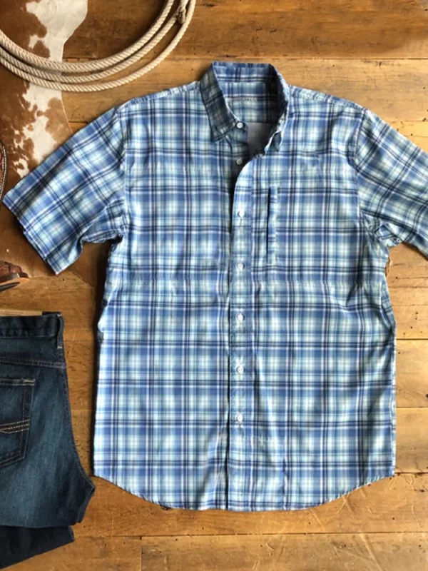 Men's multicolor lattice pattern cotton linen shirt