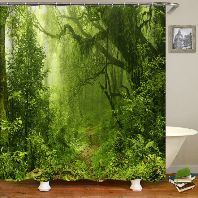 

Shower Curtain – Green Forest Waterfall-180*180cm, 501 Original