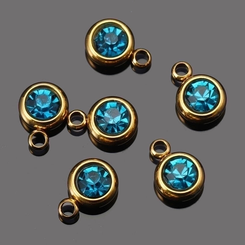 20 PCS/Package 6 * 8mm Hole 1~1.9mm Stainless Steel Rhinestones Round Polished Pendant