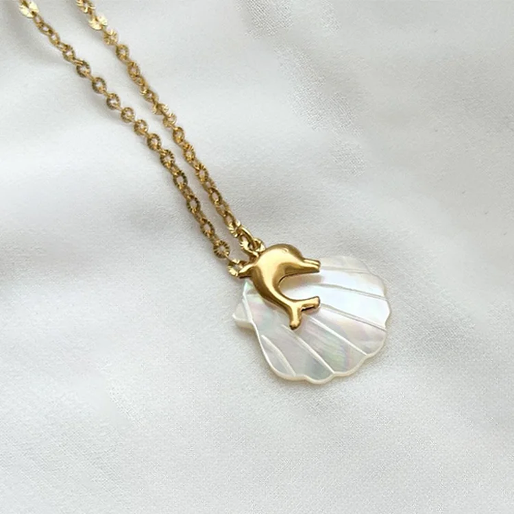 Dolphin white shell necklace