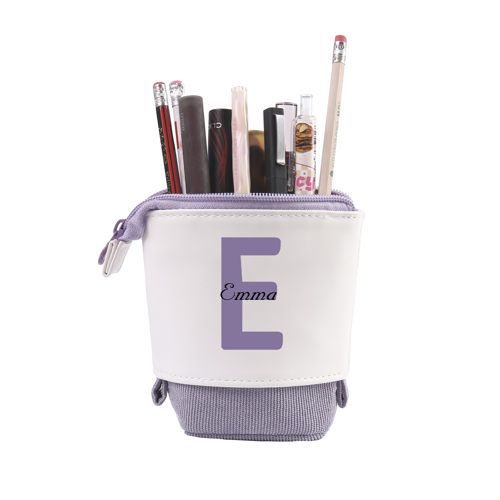 Personalised Pencil Case Custom Name & Letter Pen Pouch Canvas PU Leather Back To School Gift for Kids-Jessemade AU