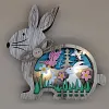 D&eacute;coration de P&acirc;ques lapin en bois avec lumi&egrave;re LED