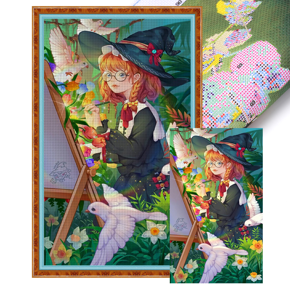 Cute Witch Full 11CT Pre-stamped Canvas(50*80cm) Cross Stitch
