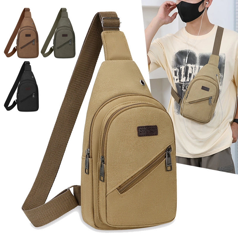Canvas Simple Small Shoulder Bag Men's Casual Chest Bag Waist Bag New Portable Small Shoulder Bag Trendy Shoulder Bag