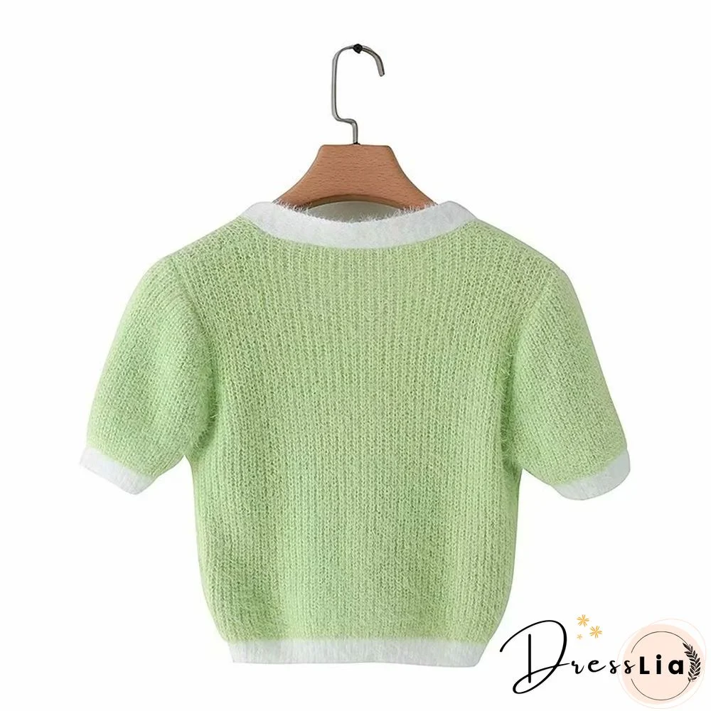 Spring Korean Sweater Women Vintage Pink Cardigan Knitted Cute Sweater Punk Crop Sweater Knit Korean Cardigans Cute Purple