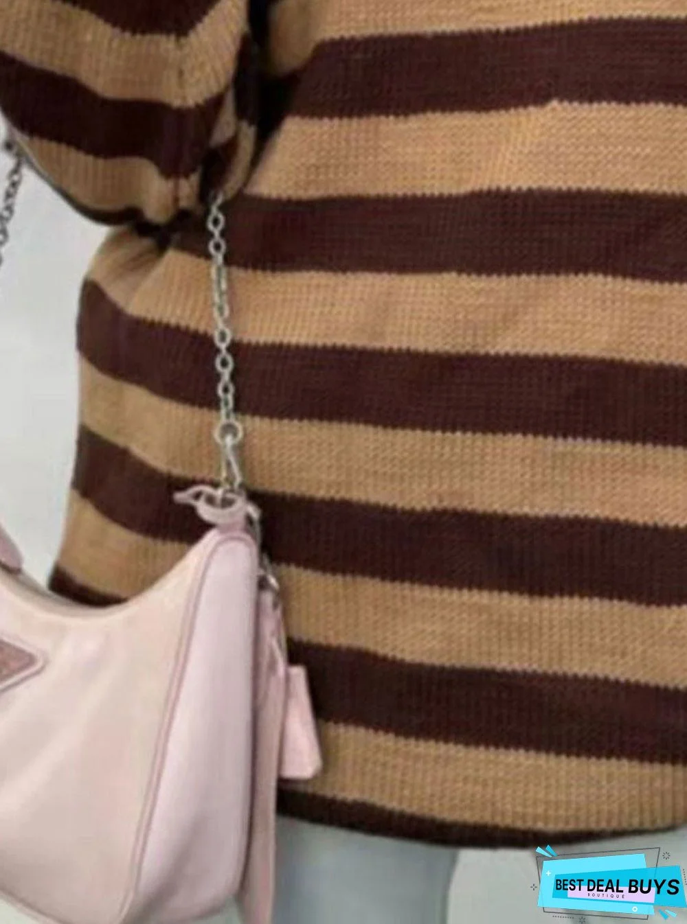 Striped Pattern Long Sleeve Casual Round Neck Pullover