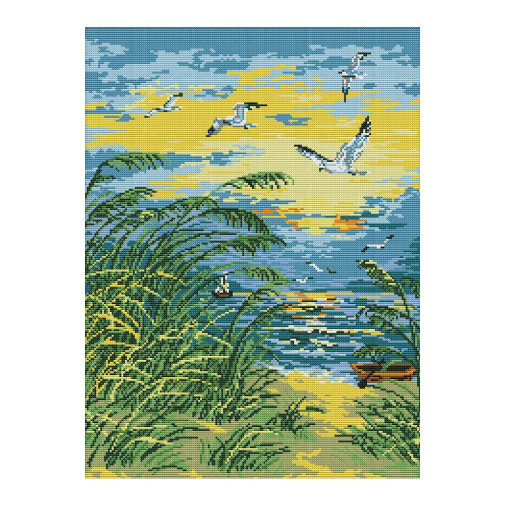 

Seaside sunset - 14CT Stamped Cross Stitch - 41*52cm, 501 Original